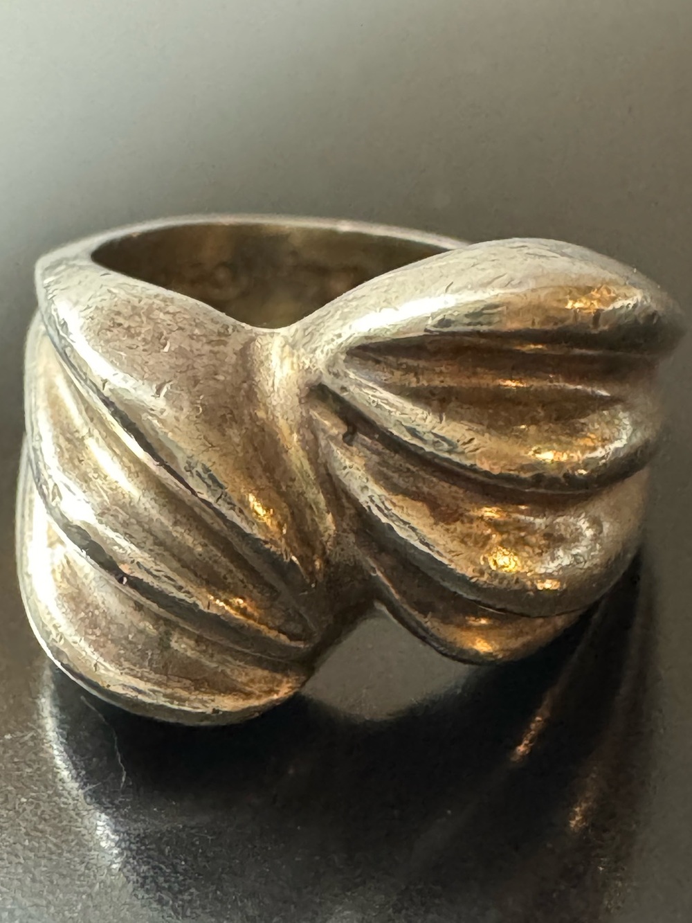 Vintage Sculptural Sterling Silver Modernist Ring - Heavy Solid Mexican Silver